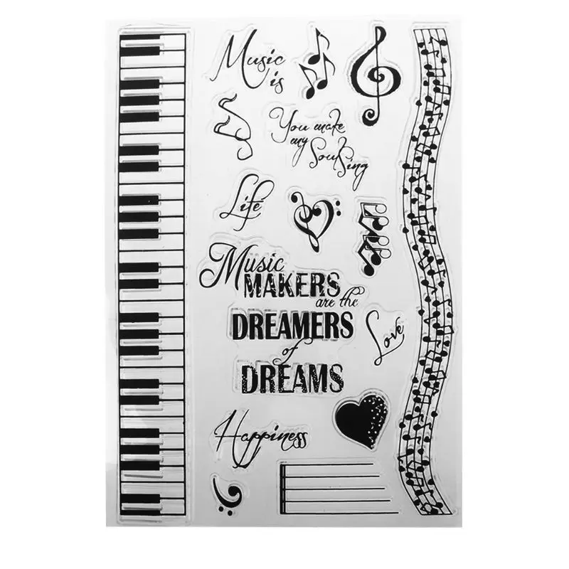 Music Dreams DIY Silicone Clear Stamp Cling Seal Scrapbook Embossing Album Decor