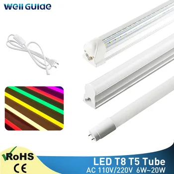 

Led Tube T5 T8 6W 10W 20W Light Lamp 30cm 60cm LED Light 2835 SMD AC110V 220V 300mm 600mm 1FT 2FT LED Fluorescent Lamp Ampoule