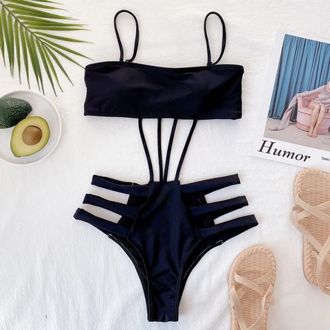 Out Bandage One Piece Swimsuit Female 2021 Sexy Backless Swimwear Women Push Up Monokini Bather Bathing Suits Beach Wear