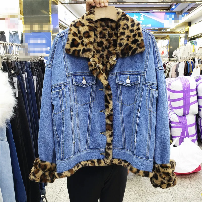 

Woman Winter Lamb Wool Coat 2020 New Korean Style Loose Thick Cotton Clothes Short Jeans Jacket Lady
