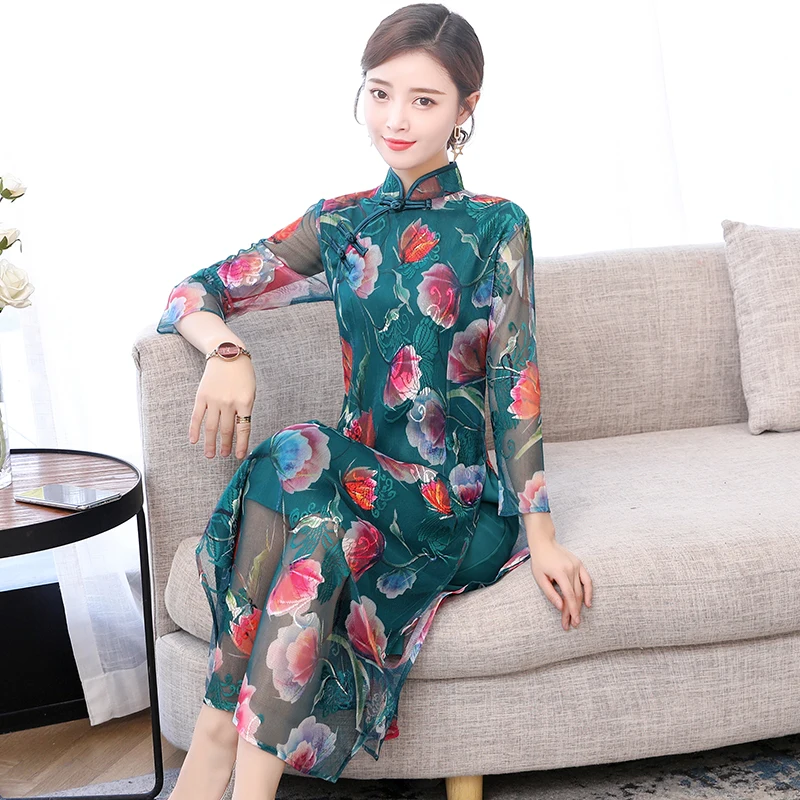 Летнее платье qipao для девушек этническое вьетнамское Ao dai женщин|ao dresses|ao daiao vietnam |