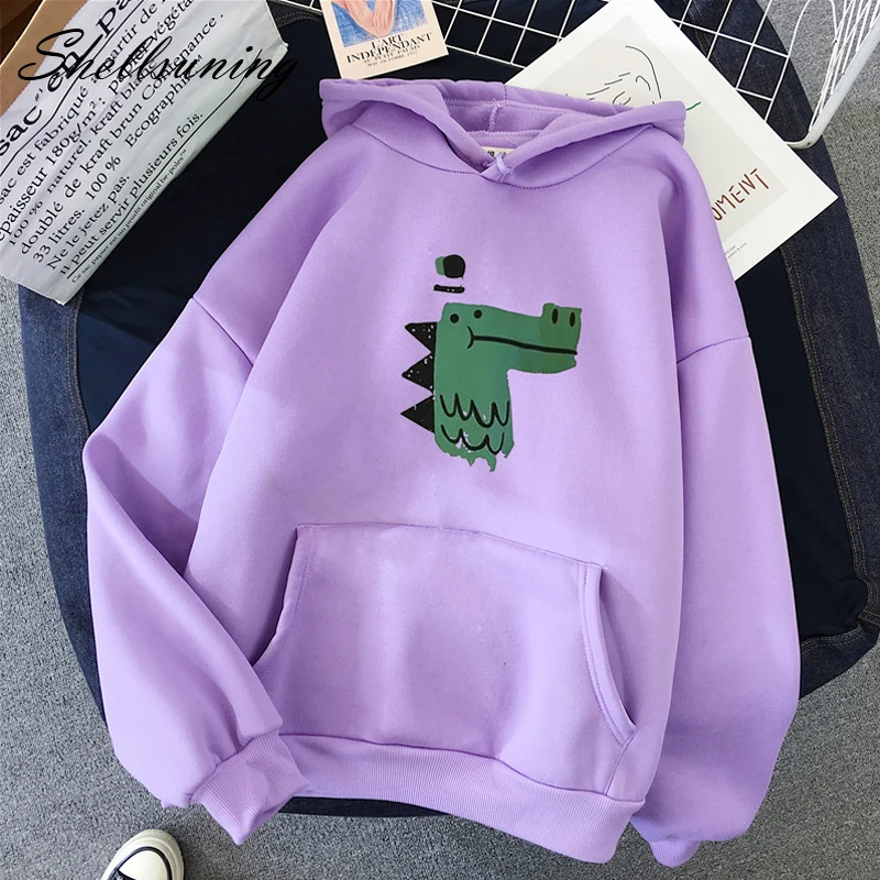 Shellsuning Harajuku Женская толстовка с капюшоном в Корейском стиле Kawaii зимние зеленые