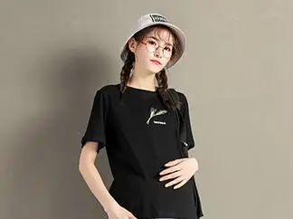 801 tees Летняя футболка для беременных женщин с коротким рукавом и круглым вырезом, модные рубашки с принтом, Новое поступление, черные свободные Топы И Футболки для беременных - Цвет: 801 tees