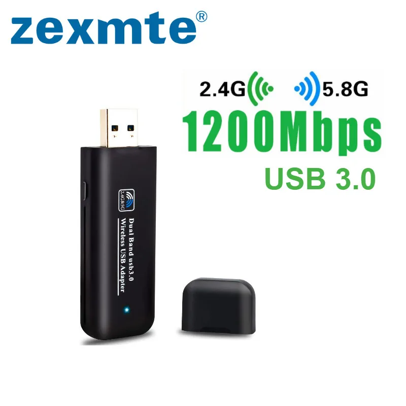 

ZEXMTE USB 3.0 Wireless Wifi Adapter Dual Band 2.4+5.8 GHz 1300 Mbps 802.11AC 802.11 a/b/n/g/ac Wifi Adapter For Desktop WIN7/8