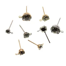 50 шт., 4, 5, 6, 8 мм, стразы, серьги, штыри, иглы, серьги-гвоздики, блоки для DIY, ручная работа, серьги-гвоздики, ювелирные изделия с петлями, изготовление