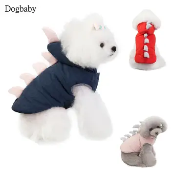 

N17 Winter Pet Dog Down Jacket Clothes Warm Small Puppy Cats Hoodie Coat Dog Dinosaur Costume With Hats Pet Accessories