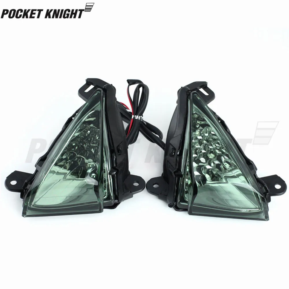 Передний светодиодный индикатор поворота для KAWASAKI ZX6R ZX10R Z750 Z1000 NINJA 650R ER6N ER6F аксессуары для мотоциклов светильник мигалка - Цвет: Smoke