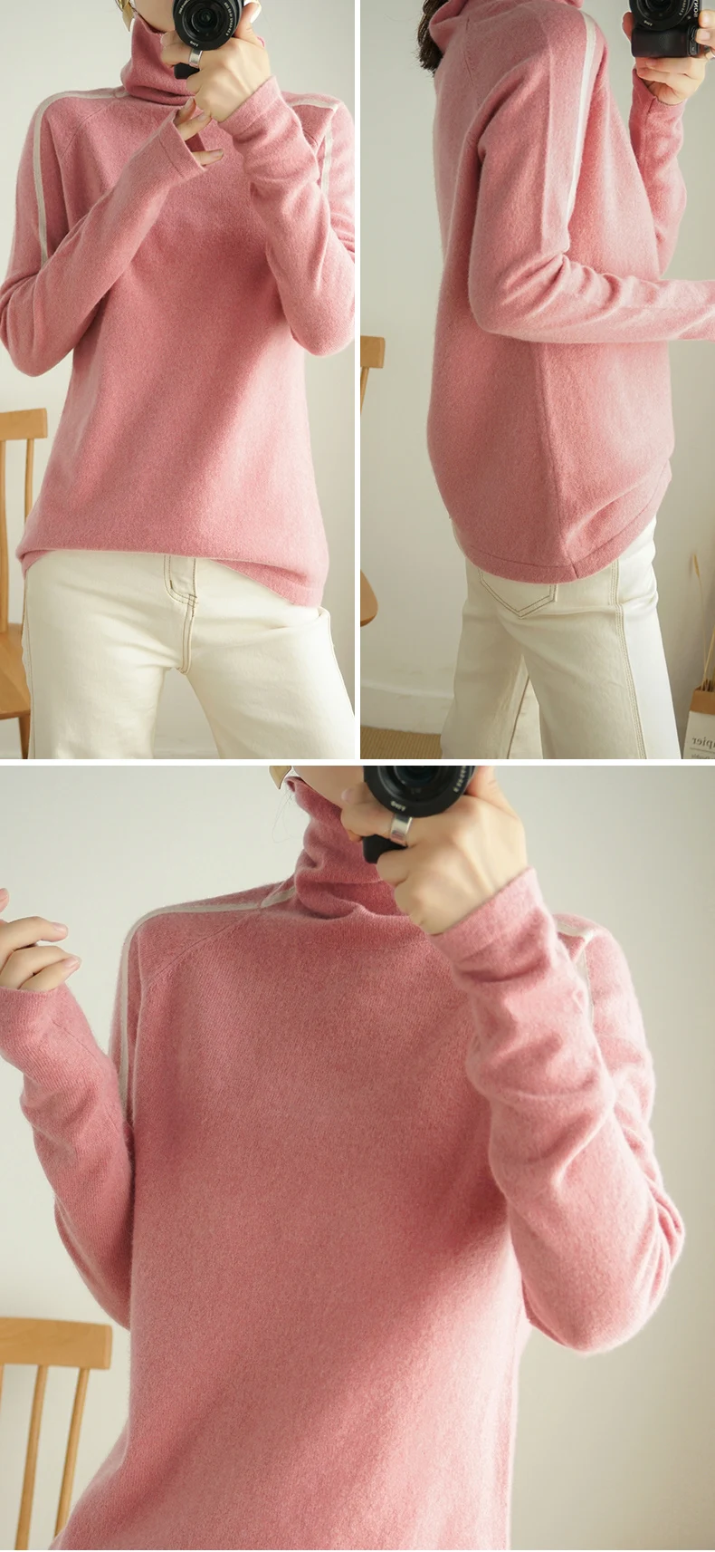 autumn winter wool Sweater High Collar Quality Large size Thick Pullover Warm Female Soft casual Heap collar Sweater