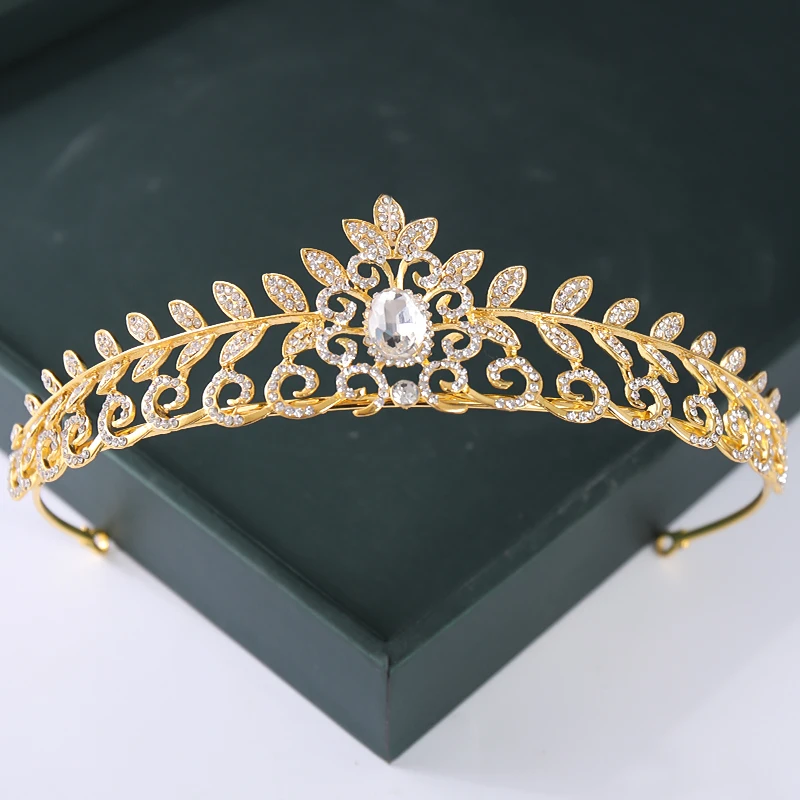 Trendy Gold Silver Color Crystal Tiara And Crowns Pearl Queen Princess Wedding Diadem Women Bridal Hair Accessories jewelry accessories hair accessory hair headdress bridal headwear hair band crown