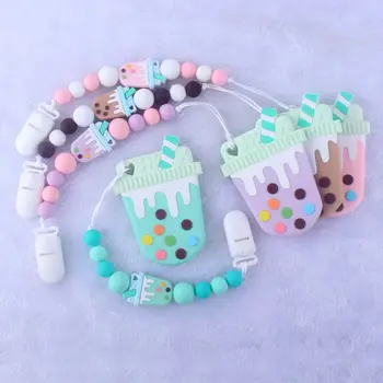 

New Cute Baby Teether Pacifier Chain Set Newborn Silicone Nipple Clip Infants Anti-chain Molar Tooth Toy