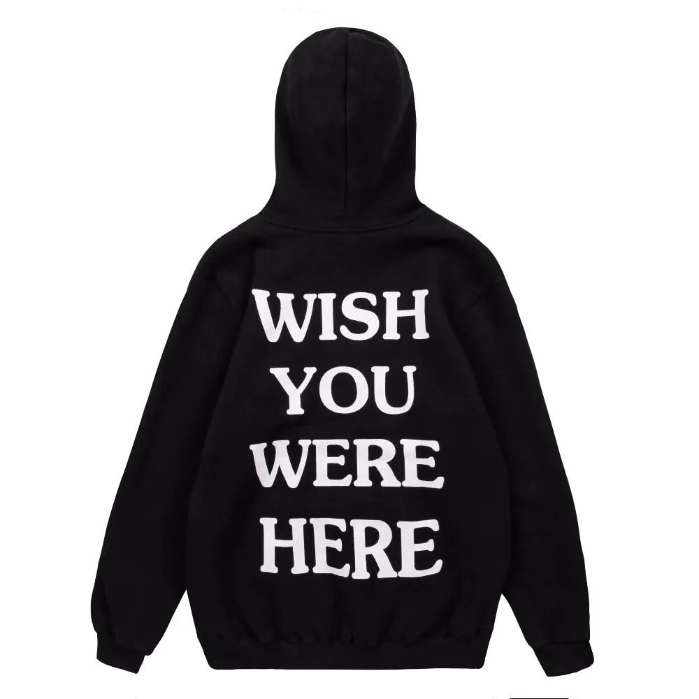 

High Quality 1:1 Hoodies Men Front The Embroidery Letter Back Big Size WISH YOU WERE HERE Print Travis