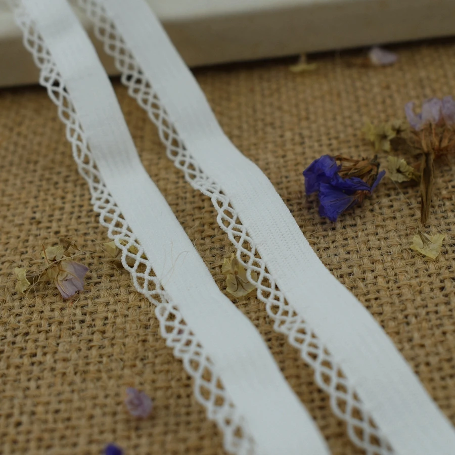 

#1375 White color Elastic bands for Underwear Pants Bra Lace Fabric Stretch edge Ribbon rubber bands Webbing Strap