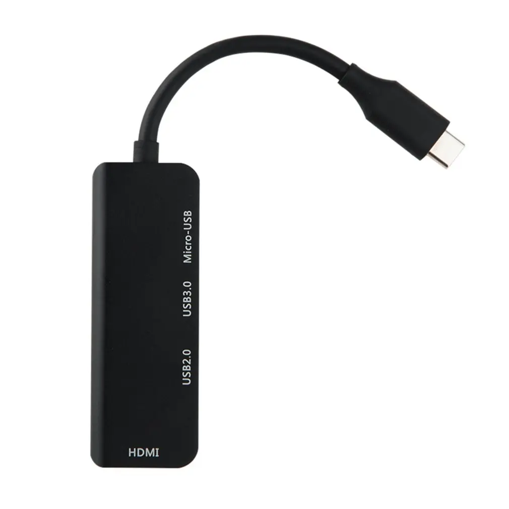 Tpye-c к Micro Usb 3,0 2,0 Hdmi Thunderbolt 4 порта сплиттер адаптер совместимый для Macbook Pro samsung Galaxy S9/S8/Note 9 - Цвет: Черный