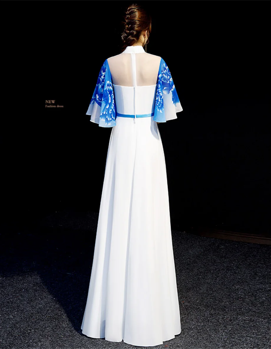 Китайский Улучшенный чёнсам Vestidos женский тонкий Qipao элегантный платок длинное вечернее платье guzheng сценические шоу