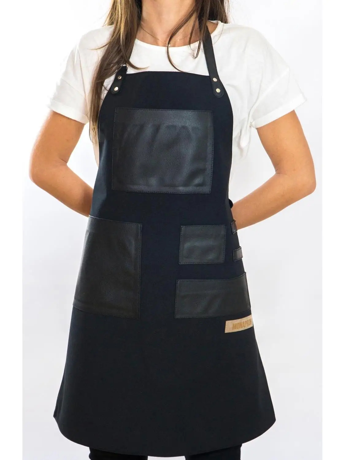 Women's Apron Bib Chef Kitchen Barista Bartender Coffee Restaurant Cooking with Pockets | Дом и сад