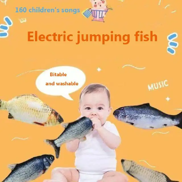 Children's Baby Electric Fish Toy Can Sing And Jump Simulation Plush Electric Fish Toy For Sleeping Baby Puzzle Early Education 1