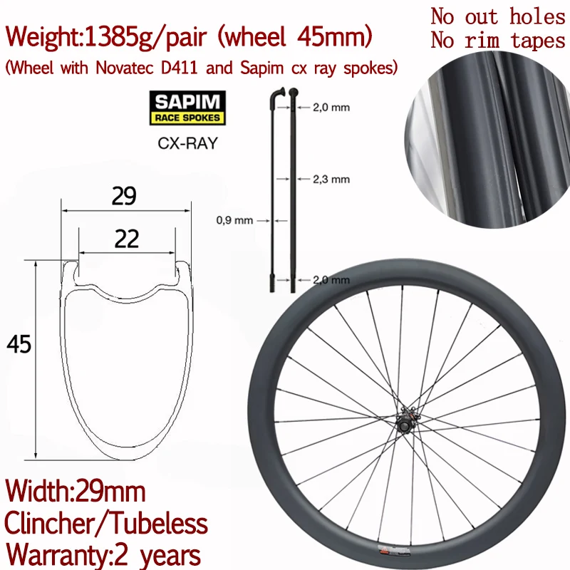 

Ultralight 700c width 29mm clincher carbon disc bike road wheels 45mm tubeless gravel bicycle wheel cyclocross bike wheelset