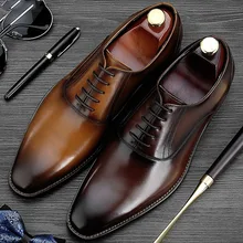 2019 Handmade Vintage Italian Brand Designer Shoes Party Wedding Office Male Dress Shoe Genuine Leather Mens Oxford 2019 Handmade Vintage Italian Brand Designer Shoes Party Wedding Office Male Dress Shoe Genuine Leather Mens Oxford