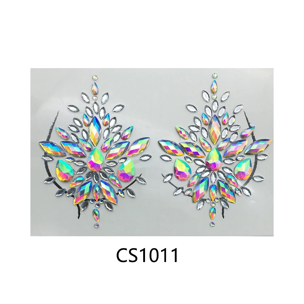 CS1011 Glaryyears 1 лист ювелирные изделия на грудь клей кристалл стикер драгоценные камни макияж горячий дизайн для женщин сексуальный боди-арт Высокое качество продукта - Color: CS1011