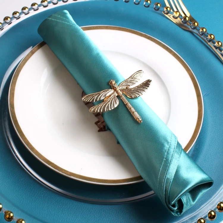 

10pcs Nordic style wedding high-grade dumb gold dragonfly napkin buckle napkin ring
