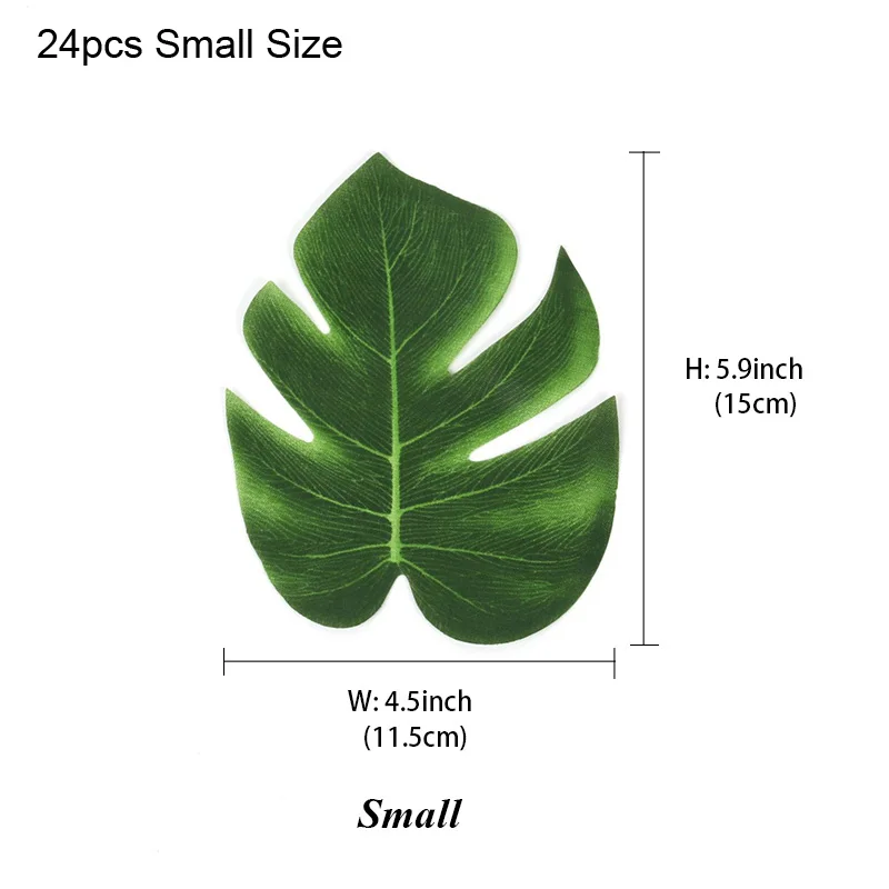 24pcs Small Size 12 шт./24 шт. искусственные Пальмовые Листья зеленый пластиковый лист для Гавайского украшения для тематических вечеринок свадебный Декор для дома и сада - Цвет: 24pcs Small Size