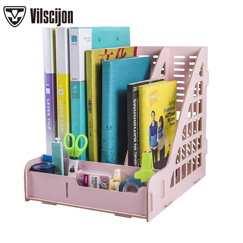 

DIY Desk Accessories Organizer Multi-function Magazine Organizer File Tray Bookends Holder Office Organizer Vilscijon D9112