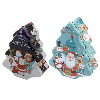 

2Pcs Packing Box Tinplate Case For Christmas Candy Cookie Gift