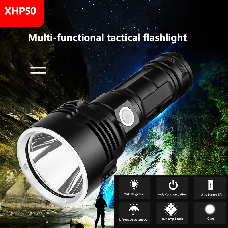 EZK20 дропшиппинг XHP50 светодиодный фонарик с фиксированным фокусом зарядка через usb дисплей фонарь Тактический водонепроницаемый фонарь
