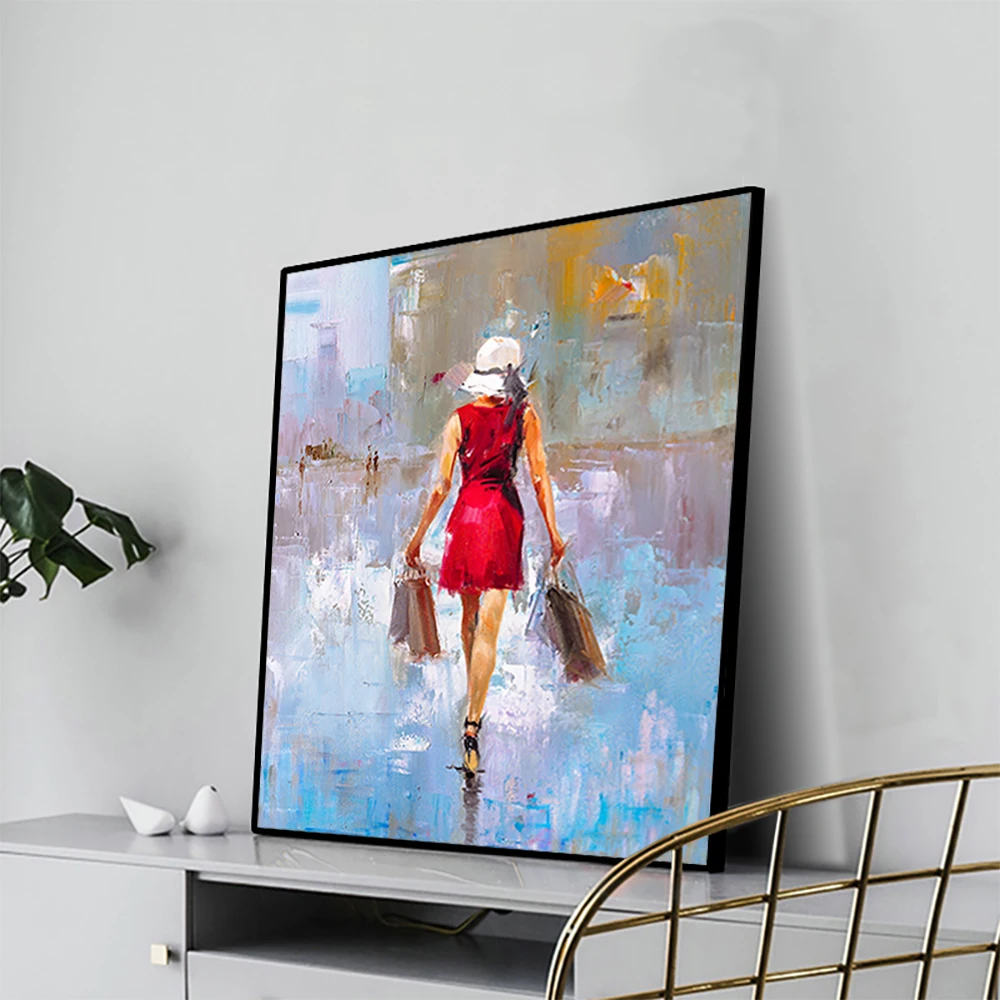 Laeacco Figure Painting Girl  Canvas Painting & Calligraphy Posters and Prints Wall Art Pictures for Living Room Home Decoration