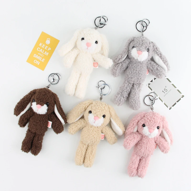 

5 colors optional plush toys, cute rabbit key chain pendant small gifts car key chain bag pendant