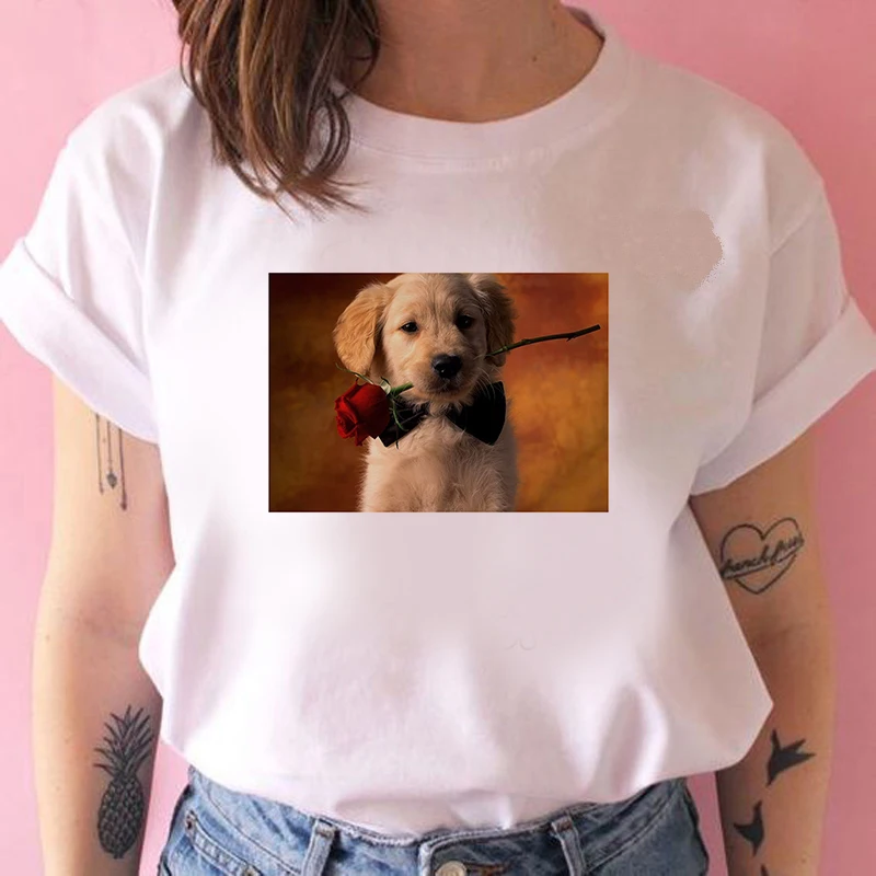 Cut Pet dogs and Cats T shirt Women Summer Casual Harajuku Girl Print Graphic T-shirt Short Sleeve Women Top