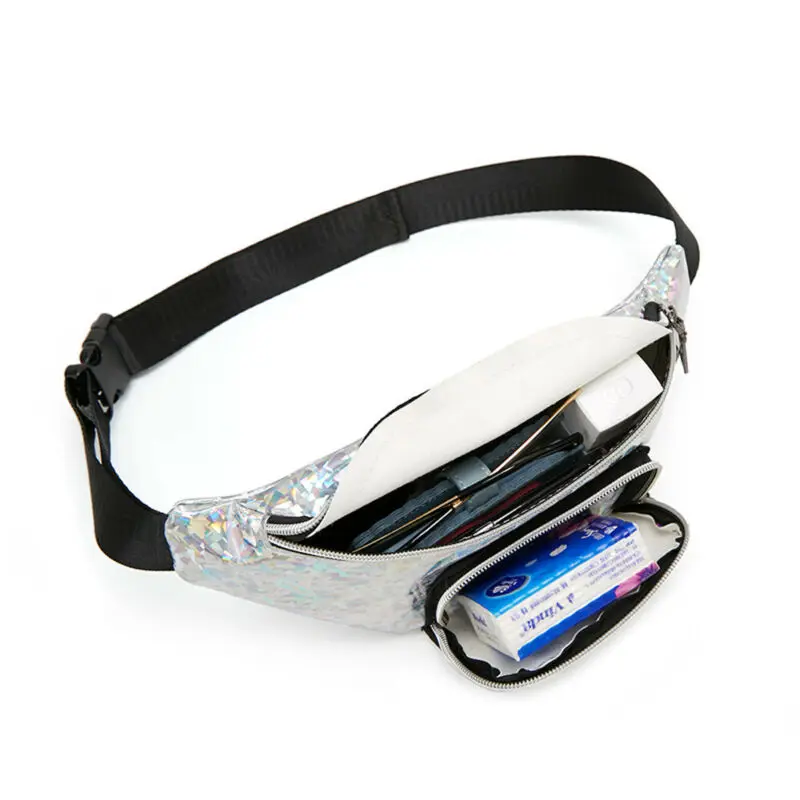 Модная женская поясная сумка новая популярная на бедрах блестящая молнии для