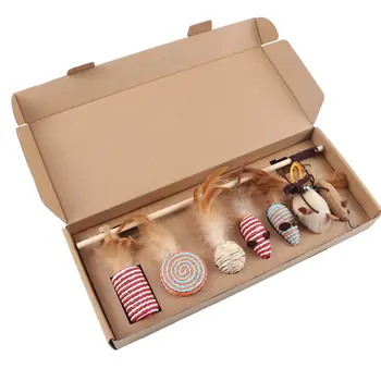 

Cat Toys Gift Box Cat Funny Toys Cat Stick Set Simulation Mouse Fun Funny Cat Toys Pet Toys fun play 7Pcs Set
