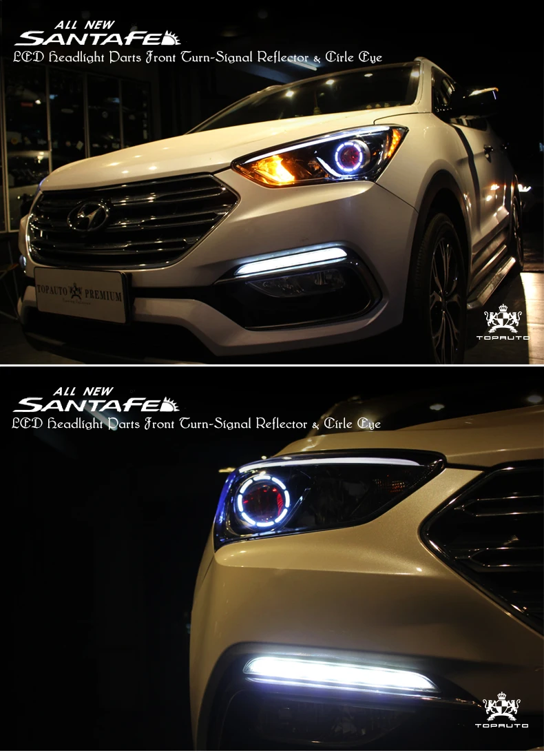 Для Новая Hyundai Santafe ремонт наборы ксеноновых фар в сборе светодиодный Ангел глаз дневной Фонари
