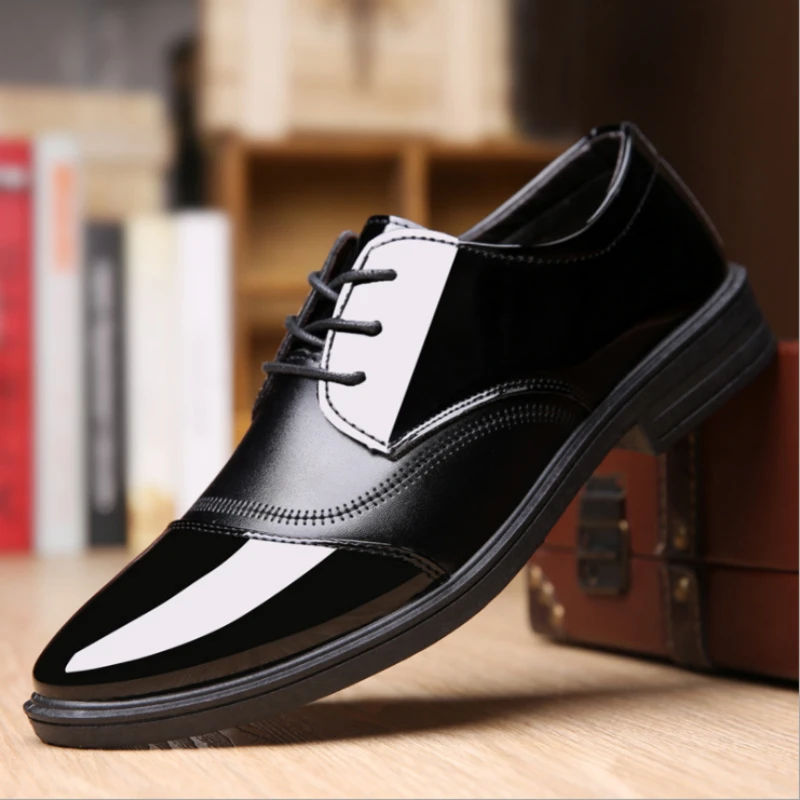 

2019 New Spring Autumn Men Shoes Pointed Toe Solid Male Lace-Up Casual Leather Shoes Men Dress Shoes Classics Business