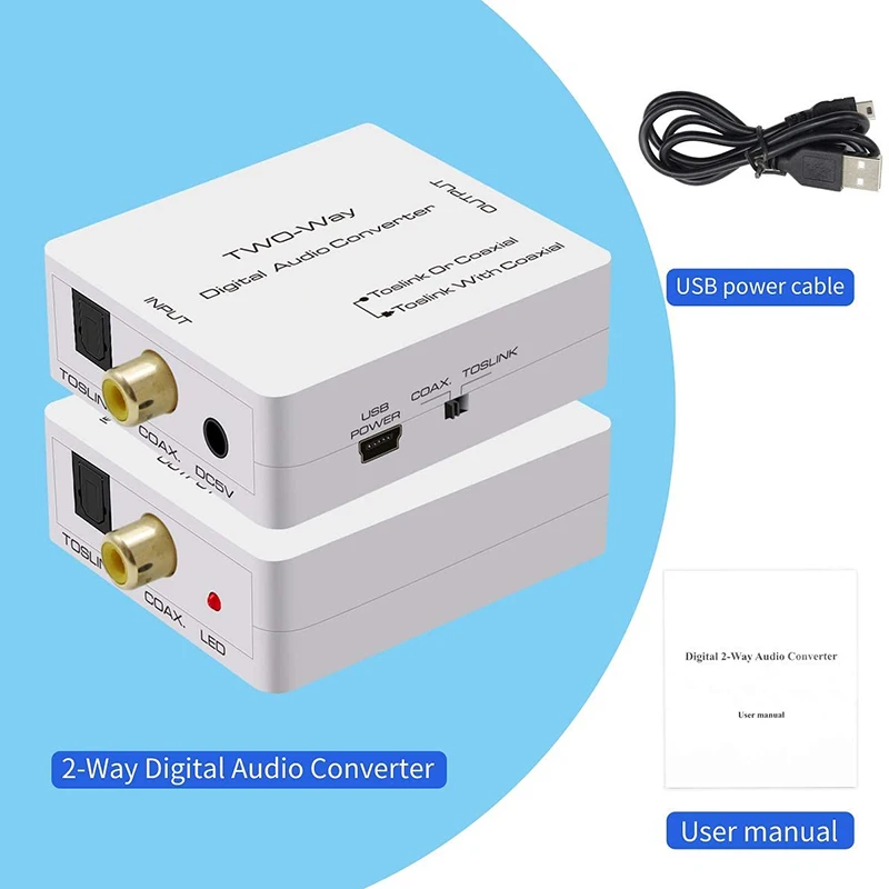 Оптический к Coax двунаправленный SPDIF Toslink коаксиальному Swtich цифровой o конвертер
