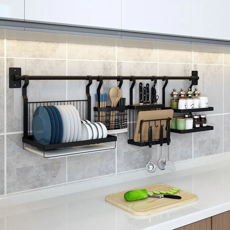 Punch Free Kitchen Storage Rack Wall Mounted Multifunction Kitchen