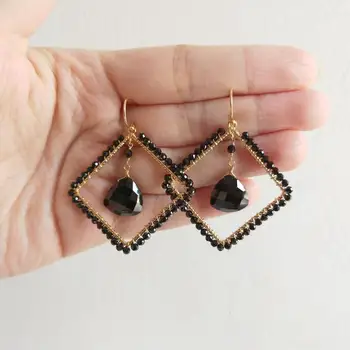 

LiiJi Unique Real Black Spinel Moonstone Garnet Labradorite Moonstone Green Onyx 925 Sterling Silver Earrings Delicate Jewelry