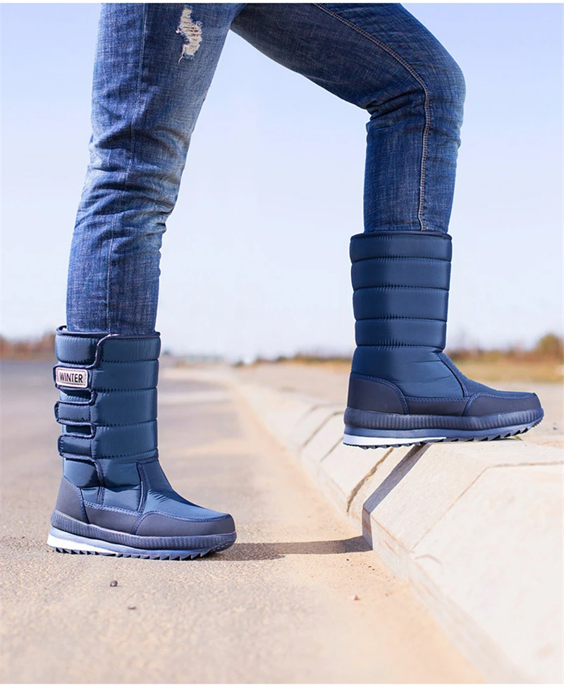 Популярные зимние мужские Нескользящие зимние ботинки водонепроницаемые походные теплые высокие сапоги из толстого плюша для катания на лыжах спортивная обувь размера плюс Мужская Высокая обувь