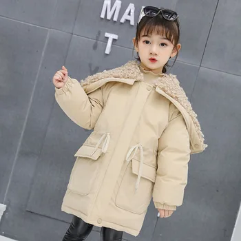 

Autumn/winter fashion girls cotton-padded jacket coat coat hooded cotton-padded clothes pure color belt draw string