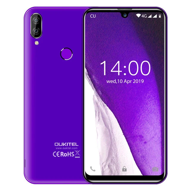 OUKITEL C16, 5,71 дюйма, HD+ 19:9, капля воды, Android 9,0, смартфон, отпечаток пальца, MT6580P, 2 Гб ram, 16 ГБ rom, 2600 мАч, Разблокировка мобильного телефона - Цвет: Фиолетовый