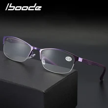IBOODE женские мужские очки для чтения металлическая полуоправа пресбиопические очки Женские Мужские квадратные полуоправы очки для дальнозоркости