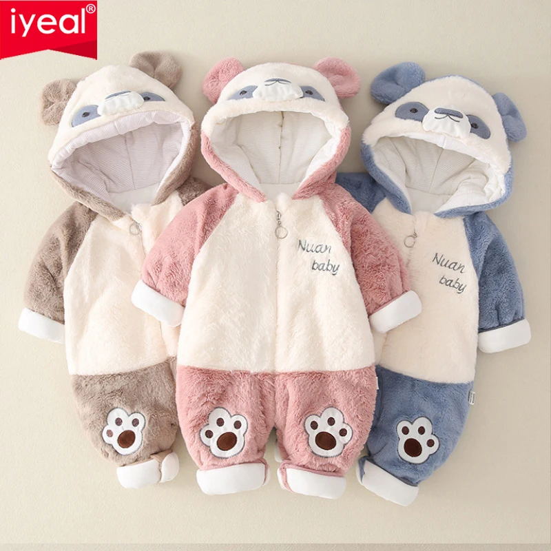

IYEAL Winter Newborn Rompers Baby Fleece Jumpsuit Panada Hoodies Jumpsuit Baby Girls Boys Snowsuit Newborn Toddler Baby Overalls