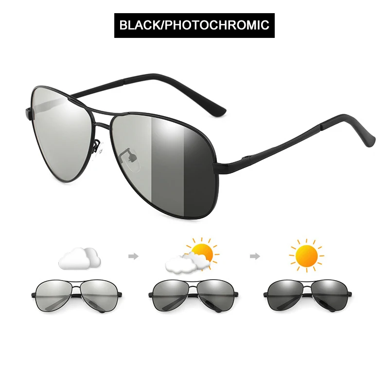 Unisex Photochromic Polarized Classic Pilot Sunglasses - Fashionable Color-Changing Eyewear