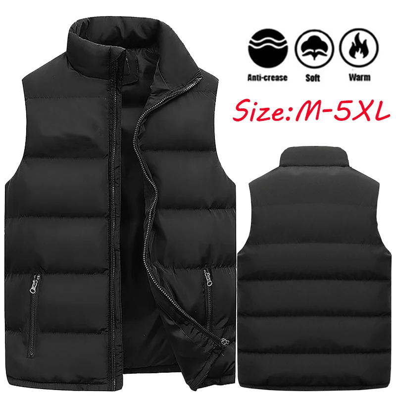Men Waistcoat Coats & Jackets Stand Collar Solid Color Cotton Vest Duck Down Jacket Sleeveless Vest Jackets men s vest jacket full zip hooded drawstring casual winter sleeveless thermal vest jacket solid pockets hat patchwork mens coats