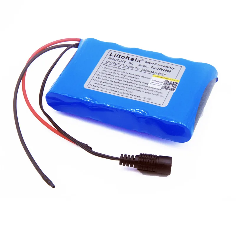 Liitokala 24V2ah аккумулятор 18650 2000mAh литий-ионный 6S1P литиевая батарея 15ABMS Защитная плата 25.2V1A зарядное устройство набор