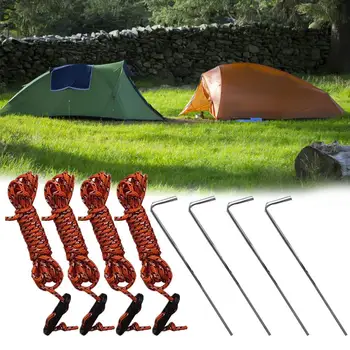 

4Pcs Outdoor Camping Tent Nail Pegs Stainless Steel Stakes with Wind-proof Rope Camping Equipment Outdoor Traveling Supplies