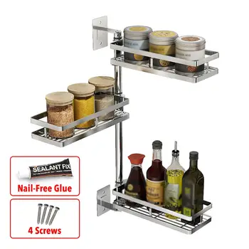 

Wall-Mount Spice Racks Aluminum Kitchen Organizer Storage Shelves Utensil Spoon Hanger Hook Kitchen Gadgets Accessories Supplies