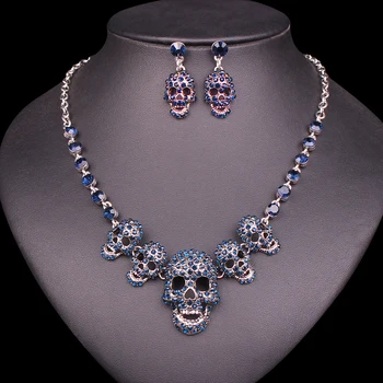 

SKELETON CHOKER NECKLACE EARRINGS BRACELETS SETS VINTAGE SKULL JEWELRY SETS RETRO HALLOWEEN PARTY COSTUME JEWELLERY FOR WOMEN