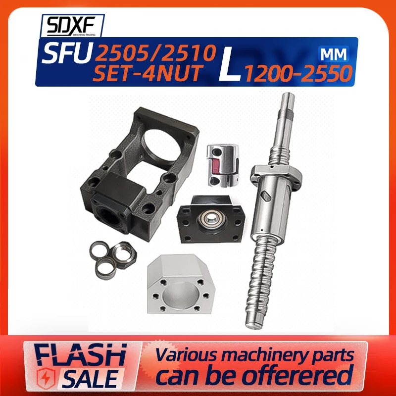 

Precision ball screw -4 nut 2505 2510 integrated screw engraving machine servo motor seat fixed seat module sliding table set